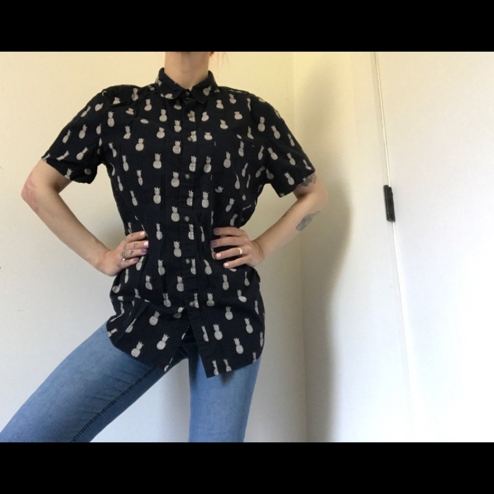Forever 21 Pineapple Button Down Shirt - Picture 3 of 8